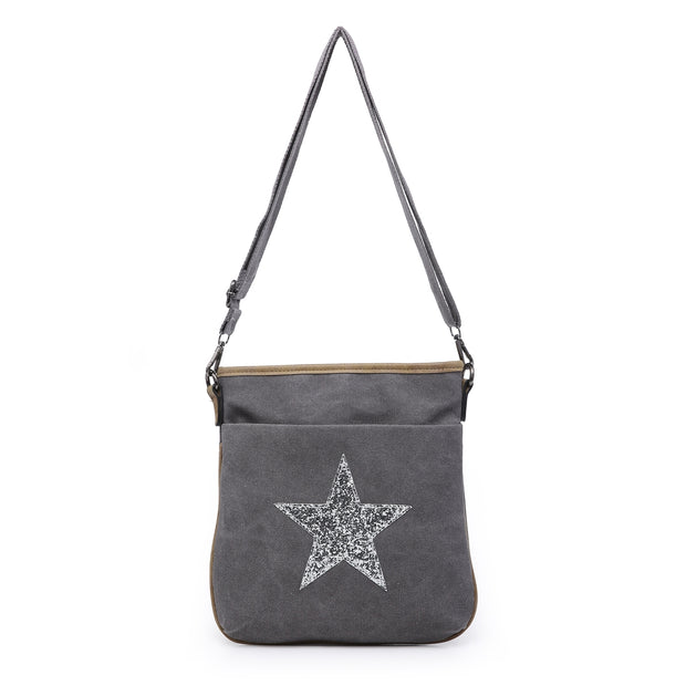 Dark Grey Star Messenger Bag