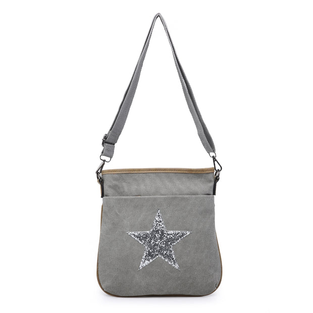 Light Grey Star Messenger Bag